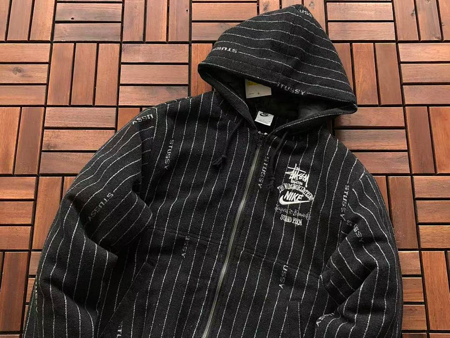 Veste Nike x Stüssy – Stripe Wool Jacket Noir Rayé