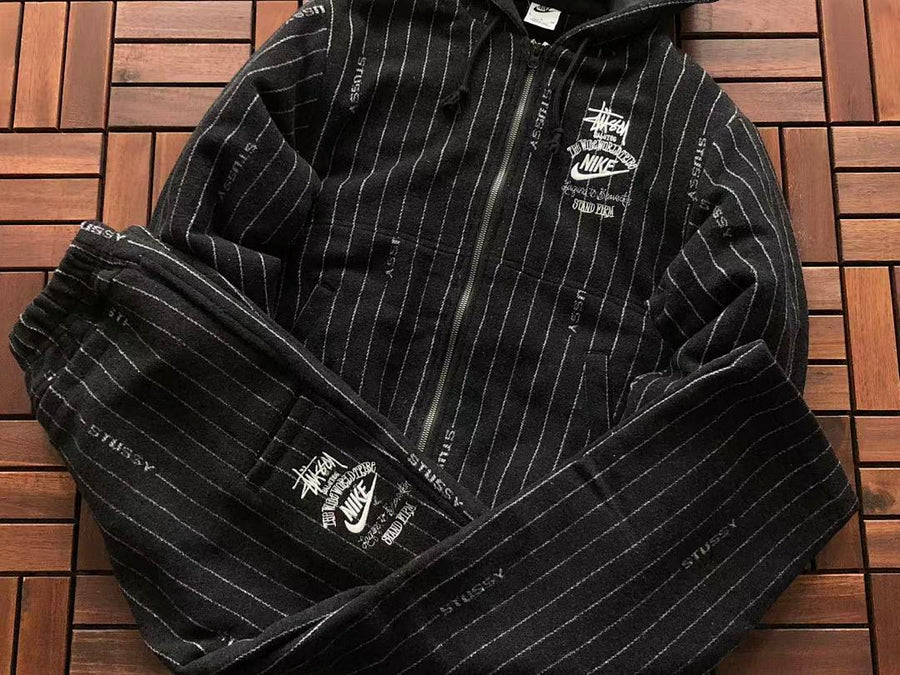 Veste Nike x Stüssy – Stripe Wool Jacket Noir Rayé
