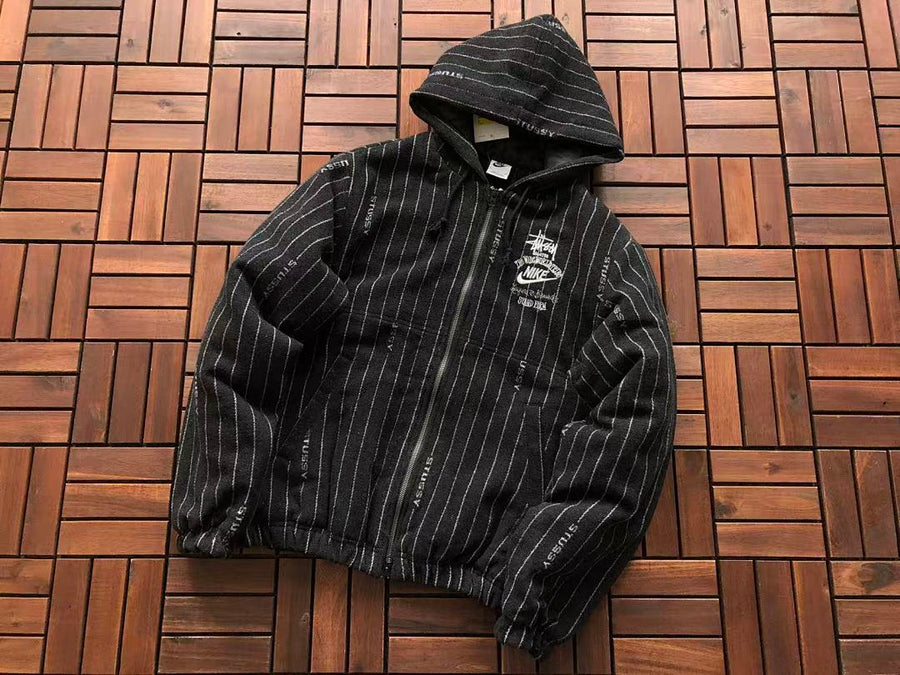 Veste Nike x Stüssy – Stripe Wool Jacket Noir Rayé