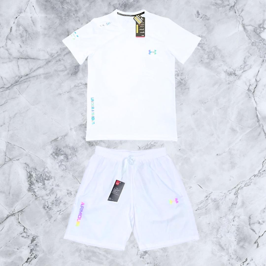 Ensemble Sportif Under Armour Reflective – T-Shirt & Short Blanc
