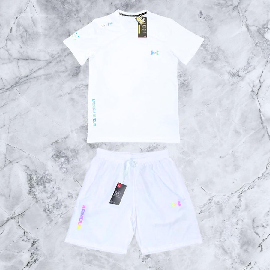 Ensemble Sportif Under Armour Reflective – T-Shirt & Short Blanc