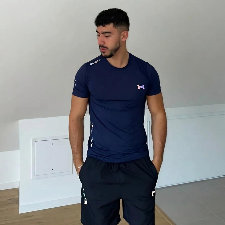 Ensemble Sportif Under Armour Reflective – T-Shirt & Short Bleu