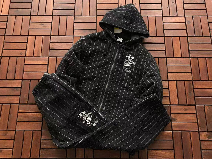 Veste Nike x Stüssy – Stripe Wool Jacket Noir Rayé