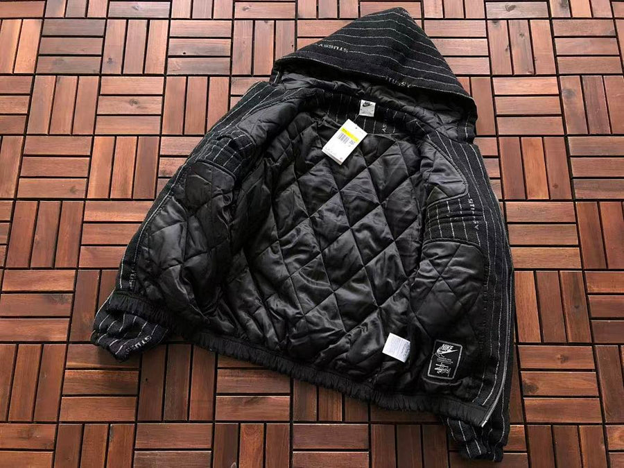 Veste Nike x Stüssy – Stripe Wool Jacket Noir Rayé