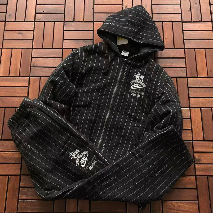 Veste Nike x Stüssy – Stripe Wool Jacket Noir Rayé